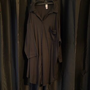 Black Button-Up Long Nighty Dress